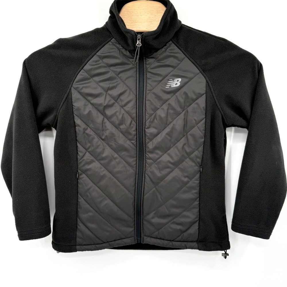 New Balance Women's Full Zip Quilted Fleece Jacket Petite Large Gray Running